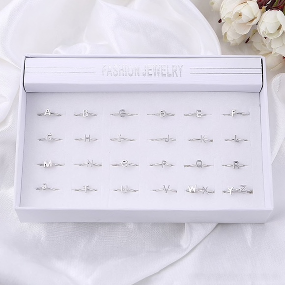 Letter M Initial Silver Open Ended Ring - Picture 4 of 6